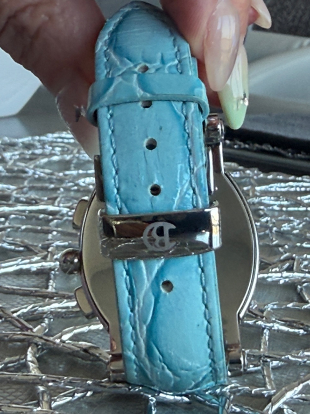 Women's Blue Crystal-Accent Chronograph Watch Ice Link Brand - Picture 3 of 10